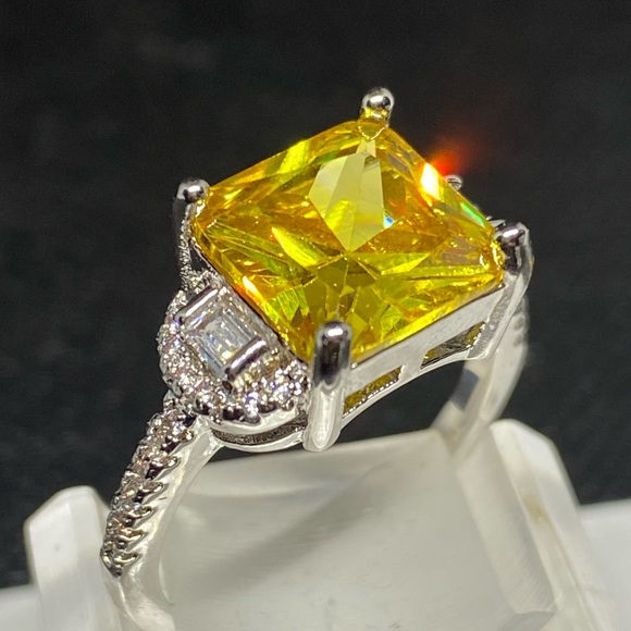 Citrine & White Sapphire Sterling Silver Ring - Picture 2 of 11